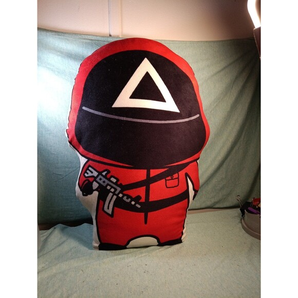 Squid Game Large Pillow Plush Stuffed Guard Action Figure Toy Red Triangle - Picture 1 of 3